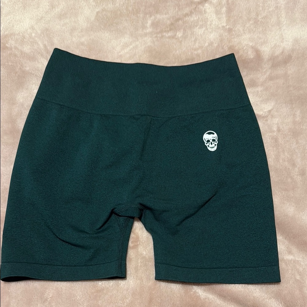 Gymreapers Green Compression Biker Shorts with High Waistband and Butt Scrunch